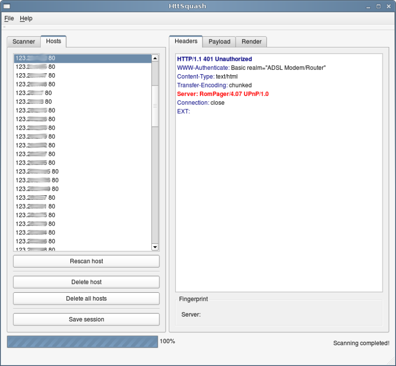 HttSquash scan
          results